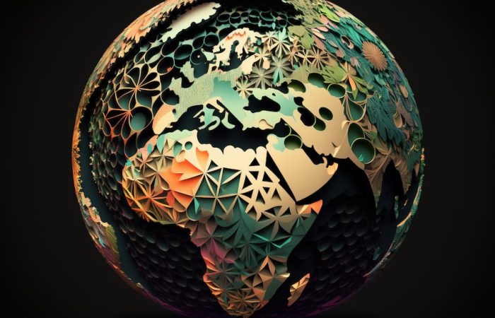 Futuristic looking colorful globe