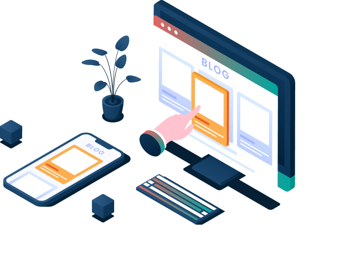Isometric-style illustration of a computer with a hand pointing to the screen, showcasing a blog subscription prompt. The image highlights the subscription feature, inviting users to stay updated with the latest content and insights through a visually engaging and modern design.