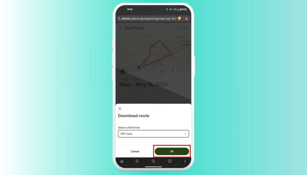 A screenshot of easy GPX import from AllTrails to MapMetrics for best hiking trails.