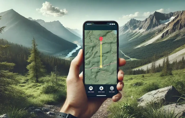 Traveler standing in a remote mountainous area, showcasing the importance of offline maps for navigating regions without connectivity.