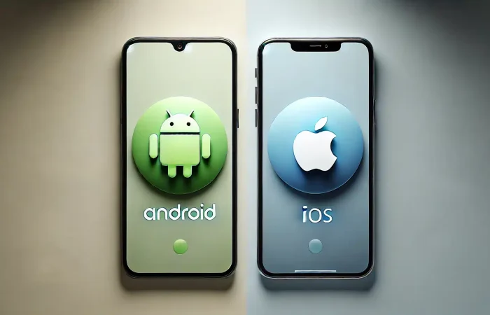 An image of two phones depicting the MapMetrics app update. The Android phone on the left and the iOS phone on the right each display their respective logos, showcasing the app's new features across both platforms.