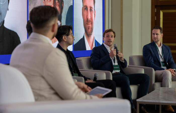 Brent van der Heiden from MapMetrics speaking at the Token2049 Dubai panel discussion.